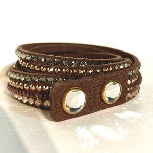 Swarovski Leather Crystal Double Wrap Bracelet